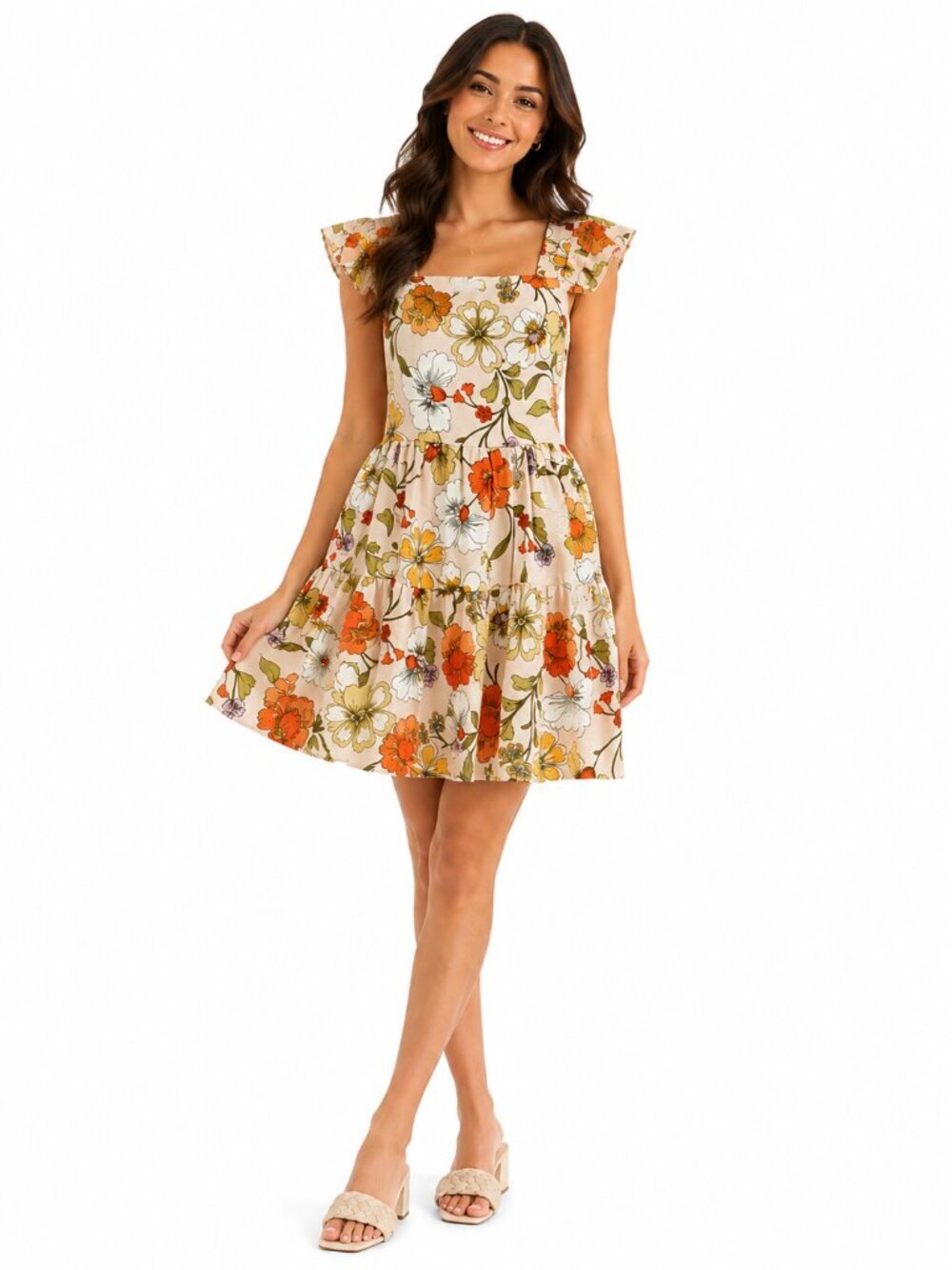 Lottie & Holly Dress Small BOG Anthropologie Square Neck Floral Coquette